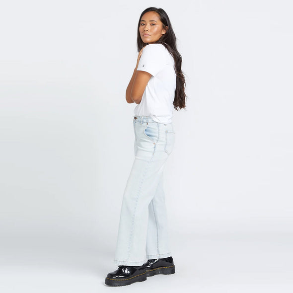 VOLCOM Women's 1991 Stoned Low Rise Jeans - Allover Stone Light