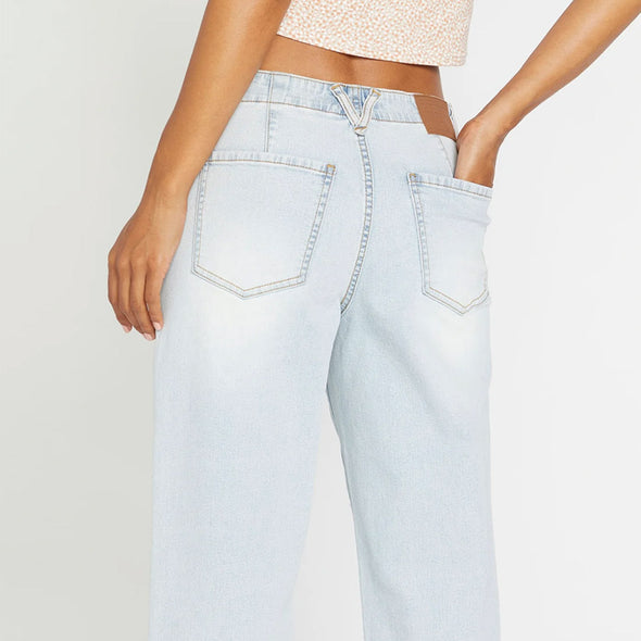 VOLCOM Women's 1991 Stoned Low Rise Jeans - Allover Stone Light
