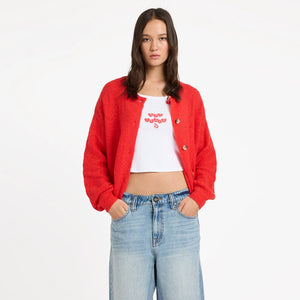 VOLCOM Women's Beach Please Cardi - Fiesta Red