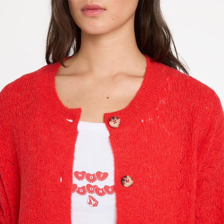 VOLCOM Women's Beach Please Cardi - Fiesta Red