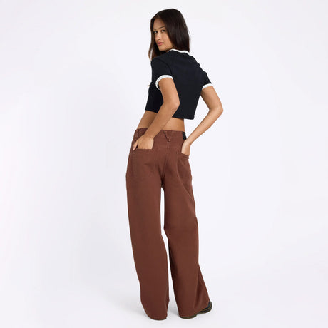 VOLCOM Women's Beeggy Denim Pants - Tobacco Brown