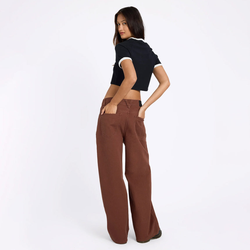 VOLCOM Women's Beeggy Denim Pants - Tobacco Brown