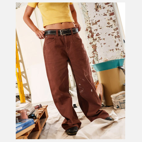 VOLCOM Women's Beeggy Denim Pants - Tobacco Brown