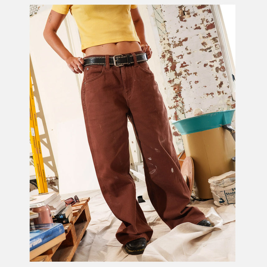 VOLCOM Women's Beeggy Denim Pants - Tobacco Brown