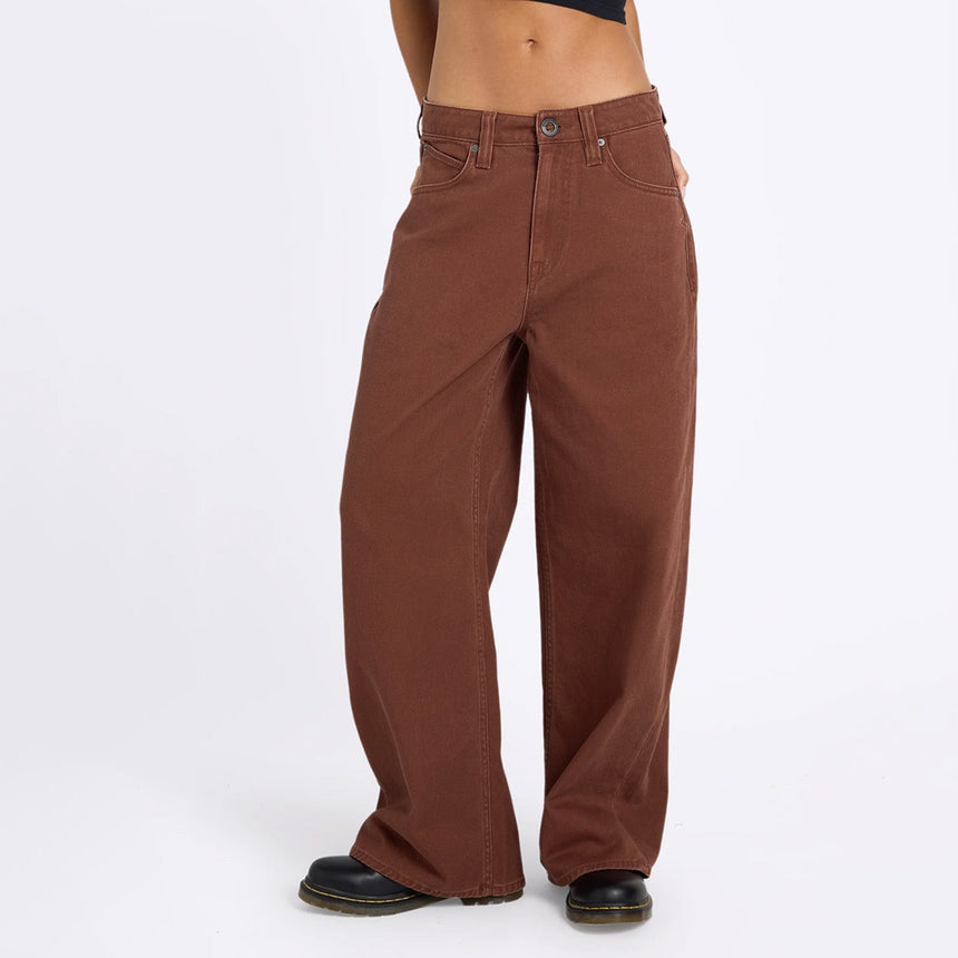 VOLCOM Women's Beeggy Denim Pants - Tobacco Brown