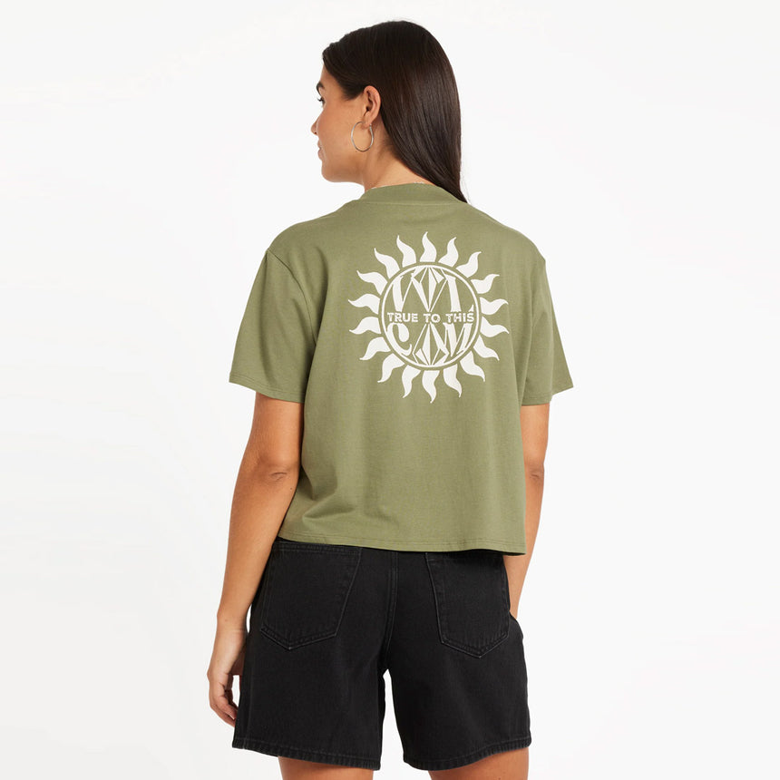 VOLCOM Women's Dial Crop Tee - Moss Stone