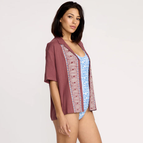 VOLCOM Women's Emma Rushton Short Sleeve Shirt - Vintage Brown