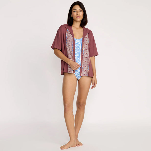 VOLCOM Women's Emma Rushton Short Sleeve Shirt - Vintage Brown
