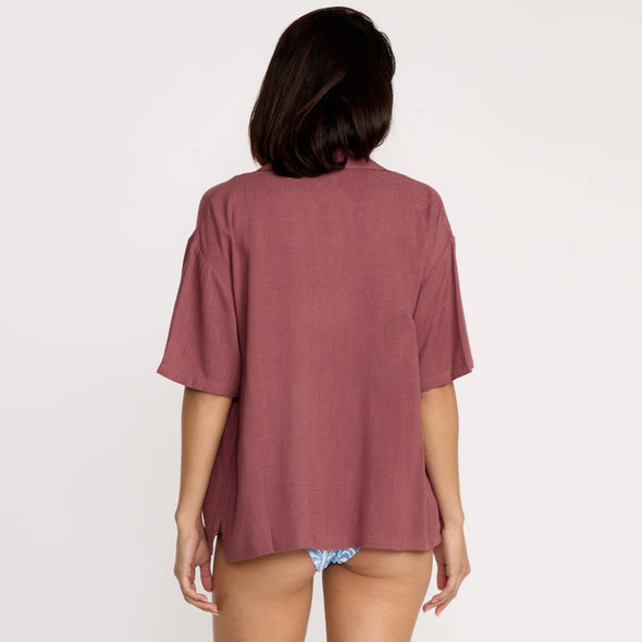 VOLCOM Women's Emma Rushton Short Sleeve Shirt - Vintage Brown