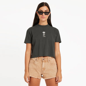 VOLCOM Women's Oz Dial Crop Tee - Vintage Black