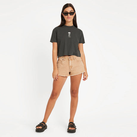 VOLCOM Women's Oz Dial Crop Tee - Vintage Black
