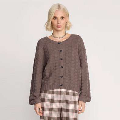 VOLCOM Women's Snug Lyfe Cardigan - Black Plum