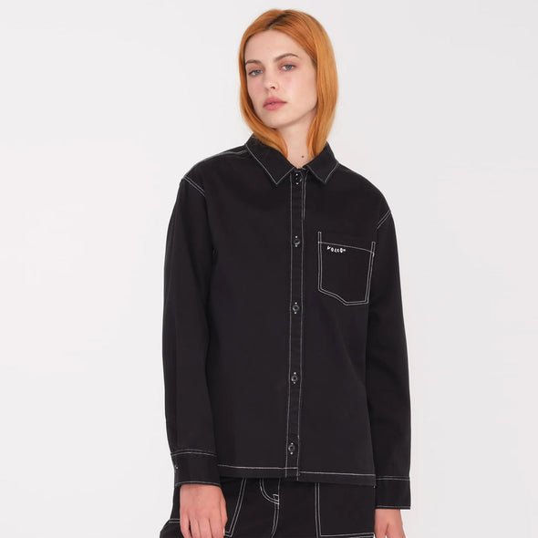 VOLCOM Women's Stone Kraft Long Sleeve Shirt - Black