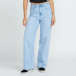 VOLCOM Women's Stoned Boyfriend Hirise Jean - Blue Bird
