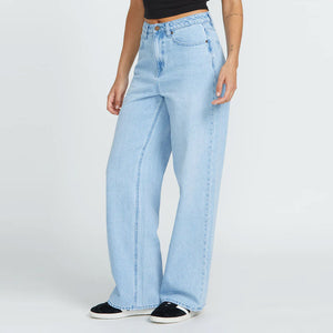 VOLCOM Women's Stoned Boyfriend Hirise Jean - Blue Bird