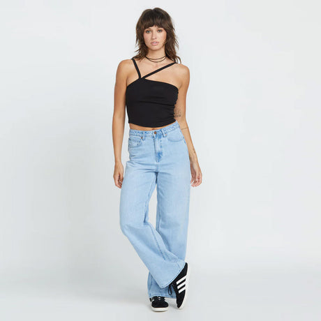 VOLCOM Women's Stoned Boyfriend Hirise Jean - Blue Bird