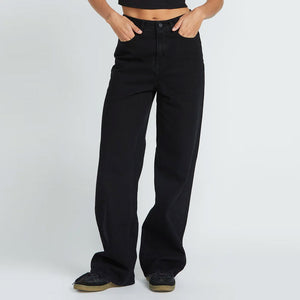 VOLCOM Women's Stoned Boyfriend Hirise Jean - Black