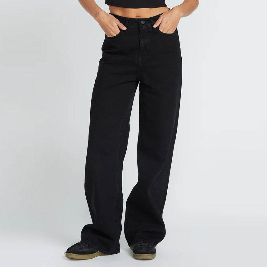 VOLCOM Women's Stoned Boyfriend Hirise Jean - Black