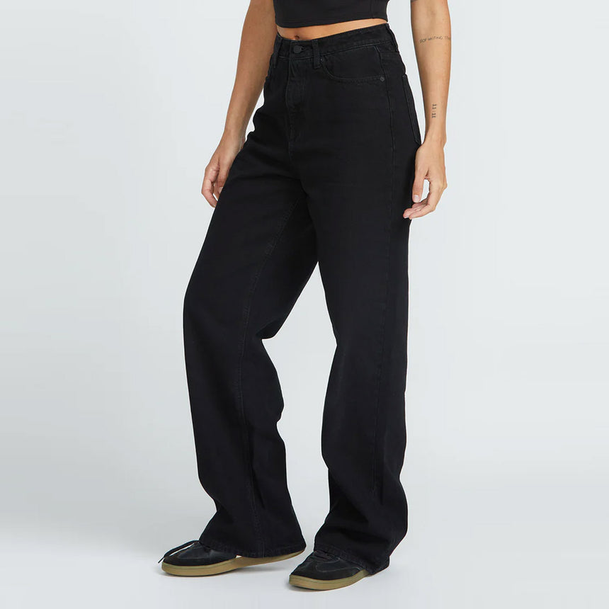 VOLCOM Women's Stoned Boyfriend Hirise Jean - Black