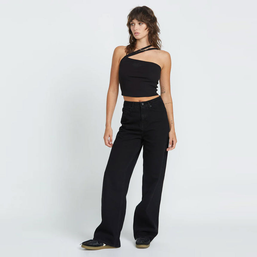 VOLCOM Women's Stoned Boyfriend Hirise Jean - Black