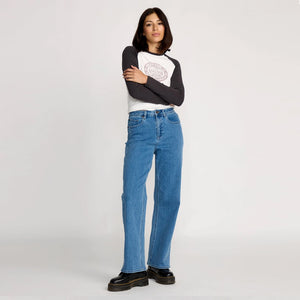 VOLCOM Women's Stoned Boyfriend Hirise Jean - Deep River Blues