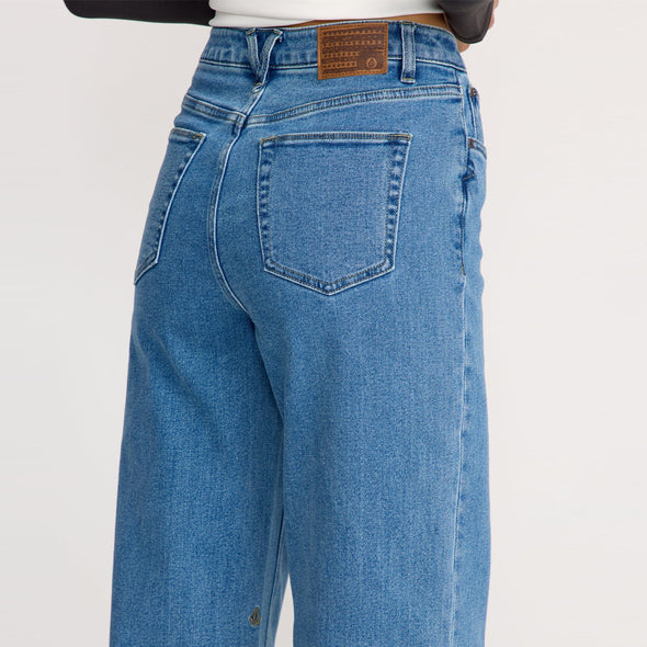 VOLCOM Women's Stoned Boyfriend Hirise Jeans - Deep River Blues