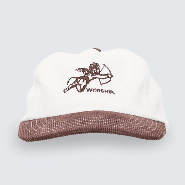 WORSHIP Cherub Cord 5 Panel Hat - Dark Choc