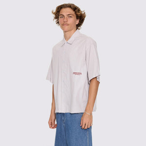 WORSHIP Data Point Box Crop Short Sleeve Shirt - Vapour Grey