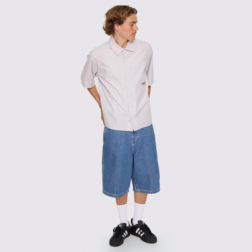 WORSHIP Data Point Box Crop Short Sleeve Shirt - Vapour Grey