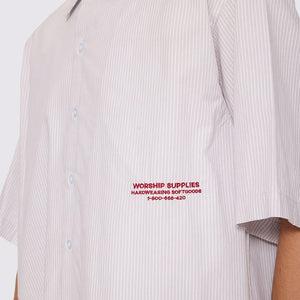 WORSHIP Data Point Box Crop Short Sleeve Shirt - Vapour Grey