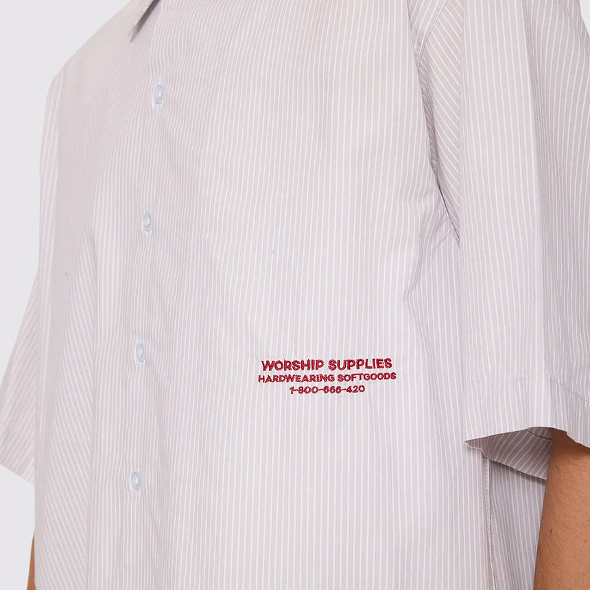 WORSHIP Data Point Box Crop Short Sleeve Shirt - Vapour Grey