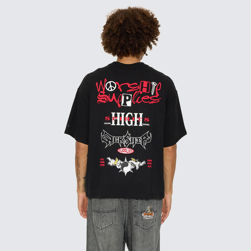 WORSHIP Fusion Box Crop Tee - Black