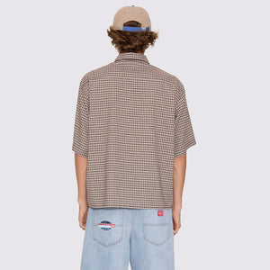 WORSHIP Globo Box Crop Short Sleeve Shirt - Brown