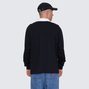 WORSHIP Laser Long Sleeve Rugby Polo - Black