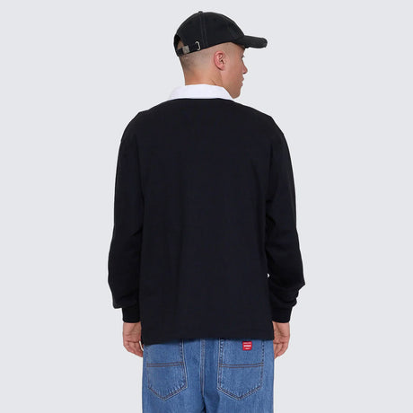 WORSHIP Laser Long Sleeve Rugby Polo - Black