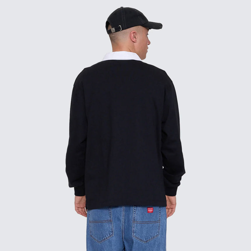WORSHIP Laser Long Sleeve Rugby Polo - Black