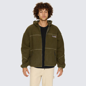 WORSHIP Line Stepper Hooded Sherpa Jacket - Grape Leaf