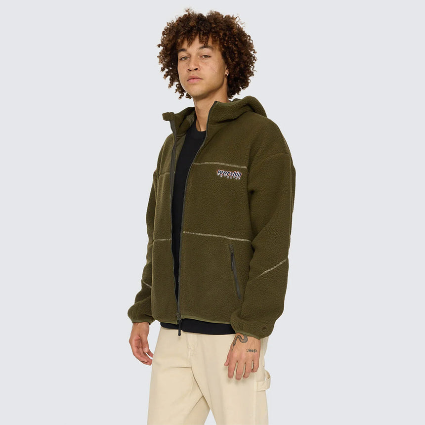 WORSHIP Line Stepper Hooded Sherpa Jacket - Grape Leaf