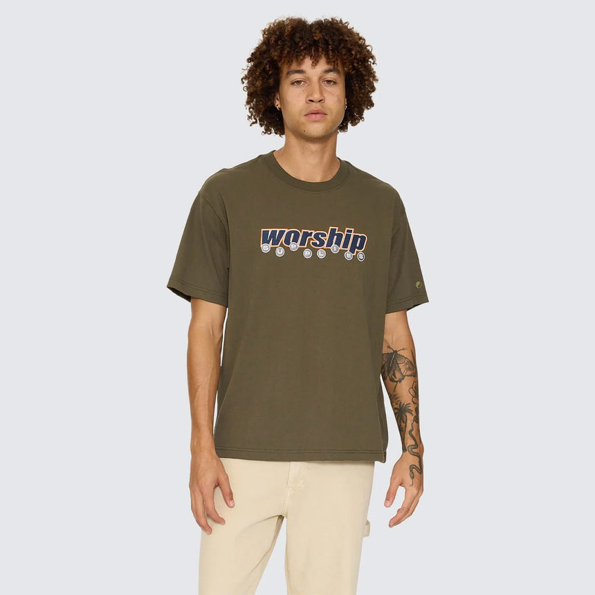WORSHIP Line Stepper Tee - Grape Leaf