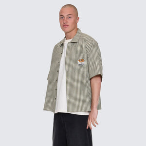WORSHIP On Leave Box Fit Short Sleeve Cropped Shirt - Cali Green