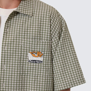 WORSHIP On Leave Box Fit Short Sleeve Cropped Shirt - Cali Green