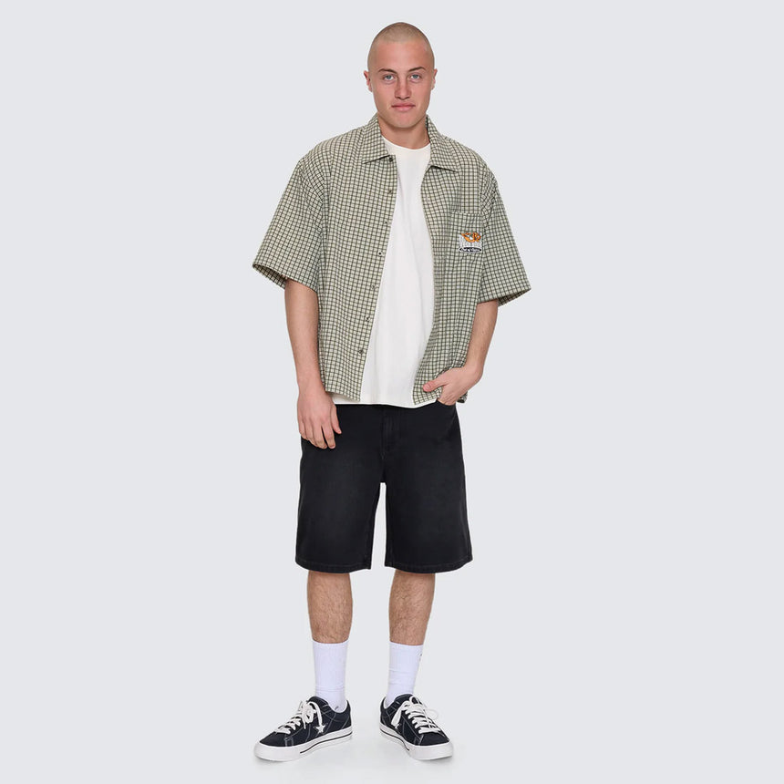 WORSHIP On Leave Box Fit Short Sleeve Cropped Shirt - Cali Green
