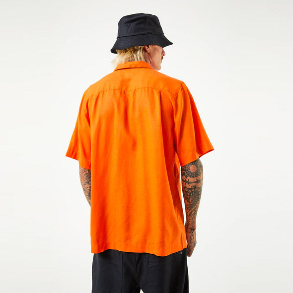 AFENDS Daily Hemp Cuban Short Sleeve Shirt - Orange