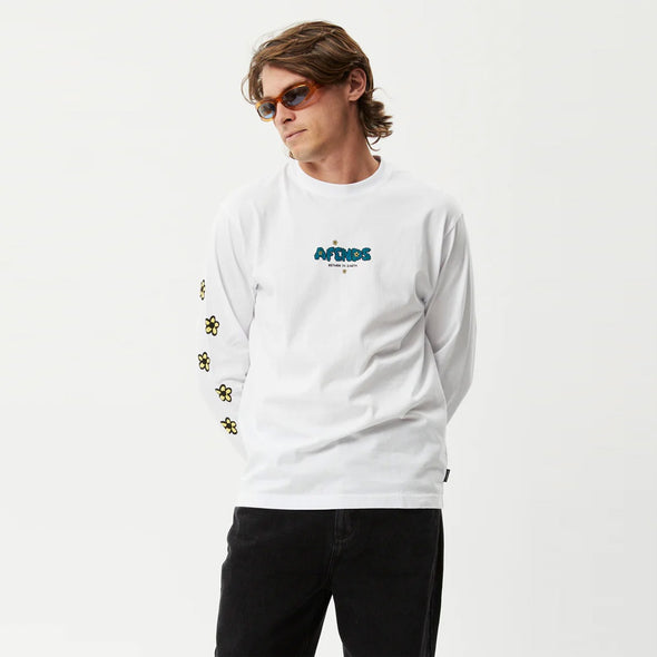 AFENDS Earthling Recycled Long Sleeve Tee - White