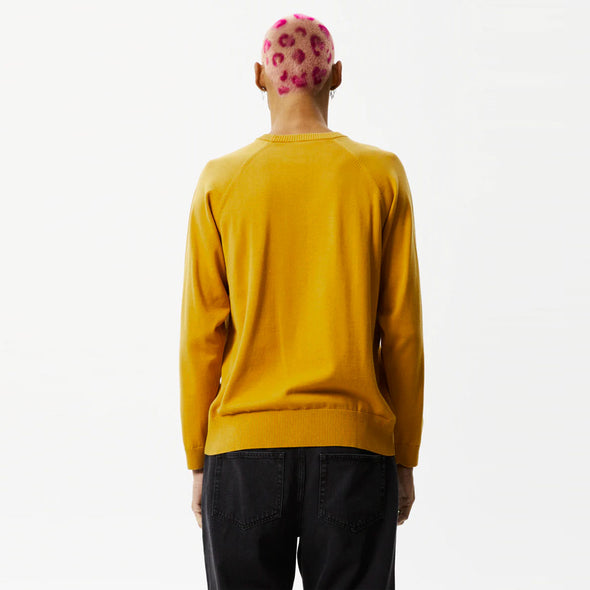AFENDS Farming Recycled Knit Crew - Mustard