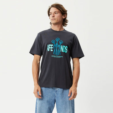AFENDS Grooves Recycled Retro Fit Tee - Charcoal