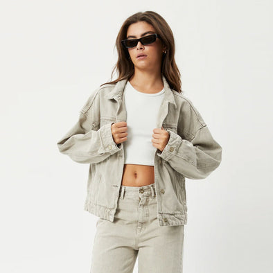 AFENDS Innie Unisex Organic Denim Jacket - Faded Cement