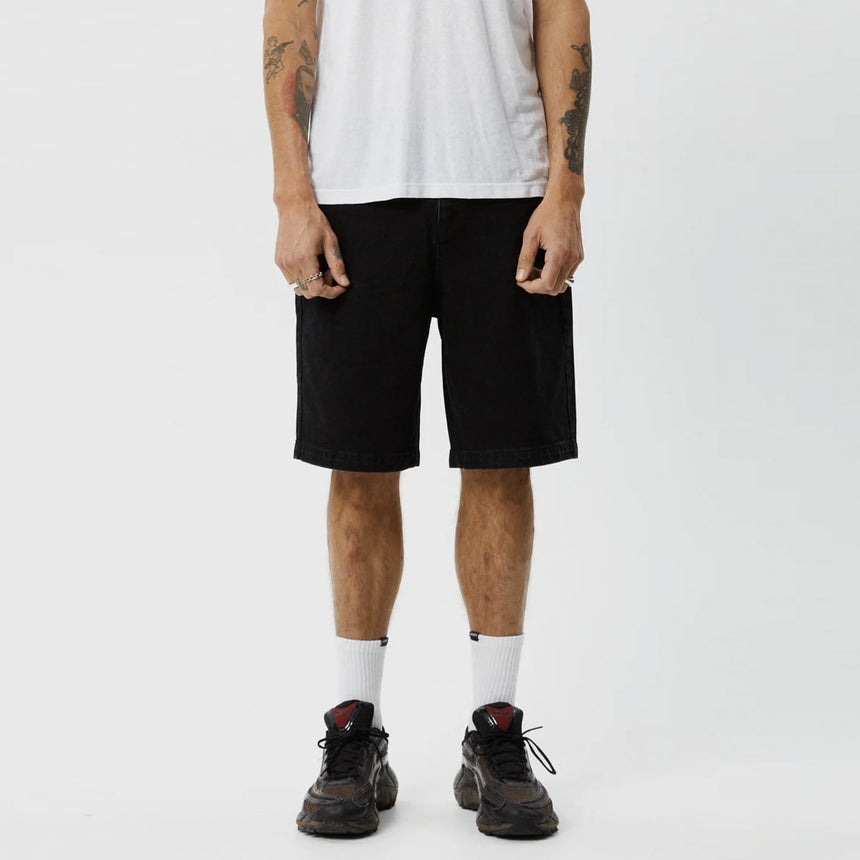 AFENDS Lil C Organic Denim Baggy Fit Short - Washed Black