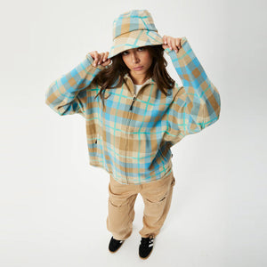 AFENDS Millie Hemp Reverse Fleece Bucket Hat - Tan Check