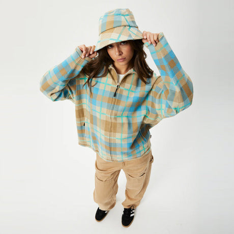 AFENDS Millie Hemp Reverse Fleece Bucket Hat - Tan Check